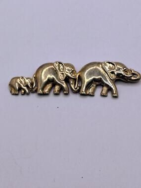 Vintage Sterling Silver Elephant Family Brooch Pin 3 Elephants 11.97g
